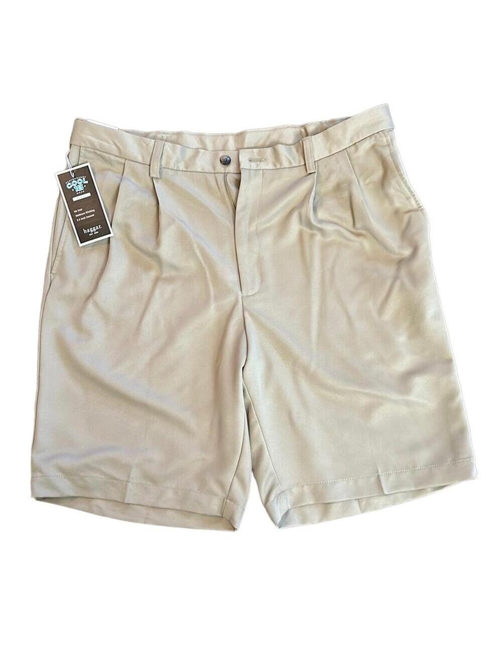 Haggar | Men's Tan Pleated Golf Resort Travel Shorts | Size 34 | NWT | 0625